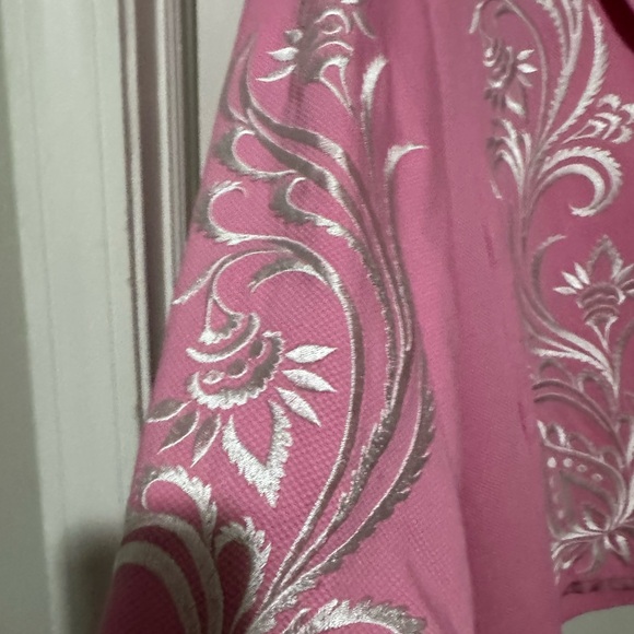 Bob Mackie Pink Blazer with Intricate White Design - Picture 5 of 13